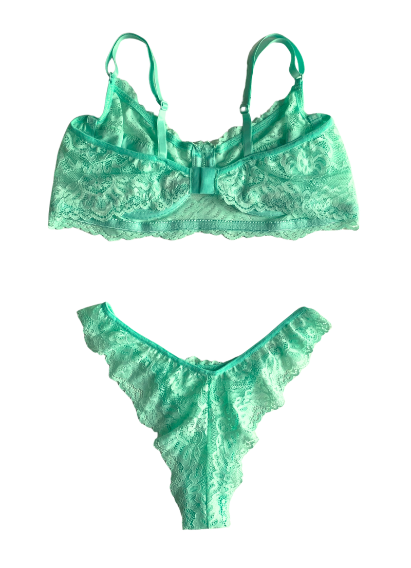 Conjunto Sem Bojo em Renda - Verde Jade