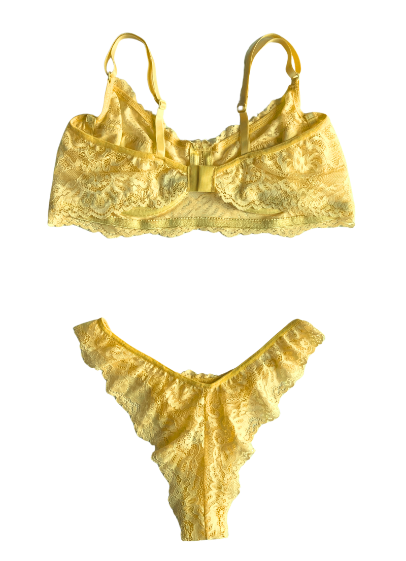 Conjunto Sem Bojo em Renda - Amarelo Manteiga