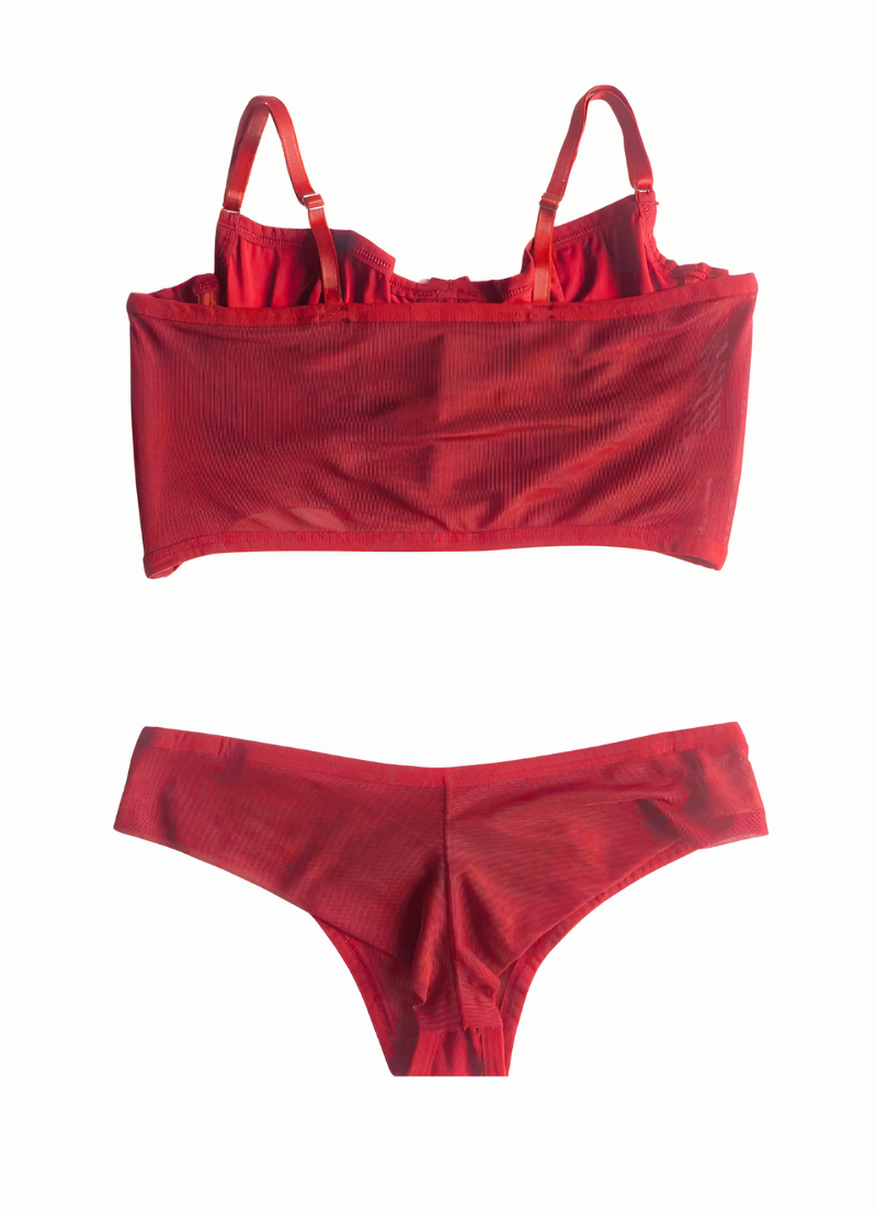 Conjunto Sem Bojo em Tule - Vermelho