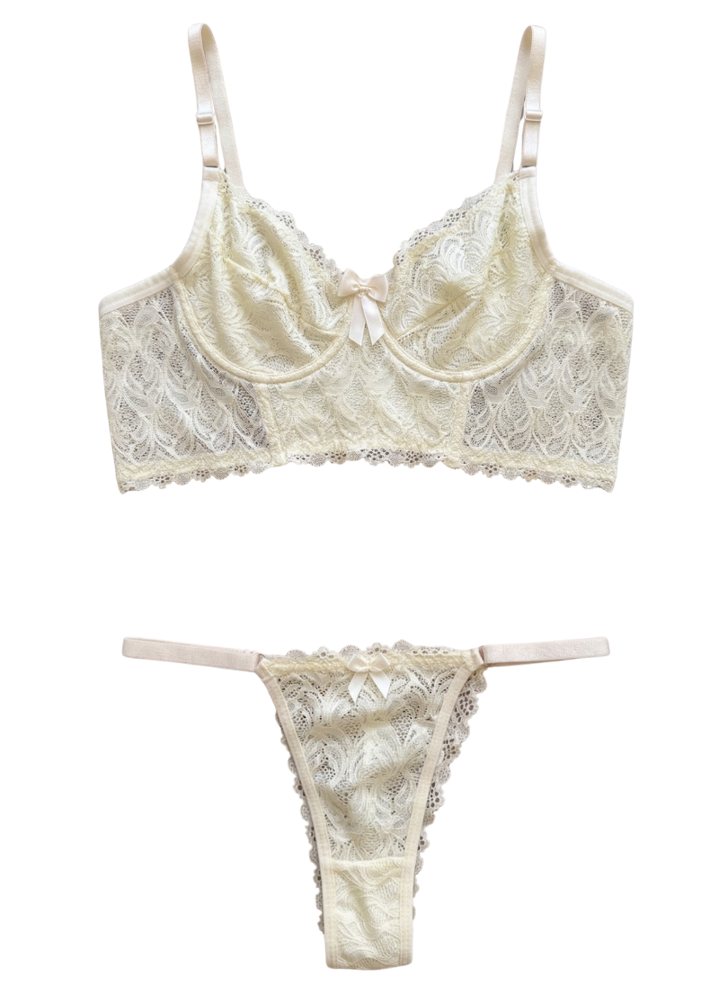 Conjunto Sem Bojo em Renda - Marfim