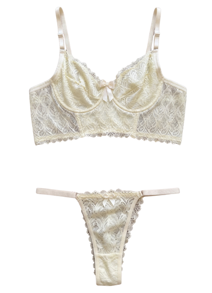 Conjunto Sem Bojo em Renda - Marfim