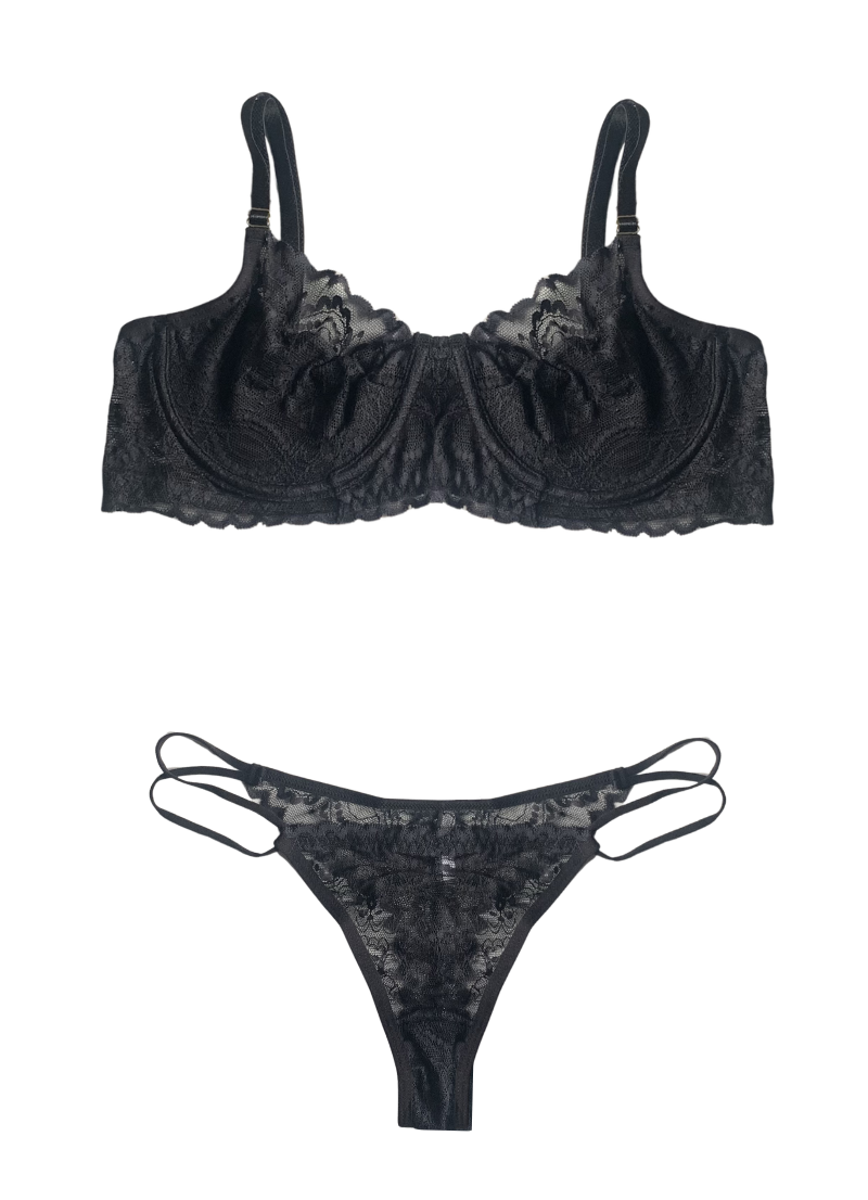 Conjunto Meia Taça Sem Bojo - Preto