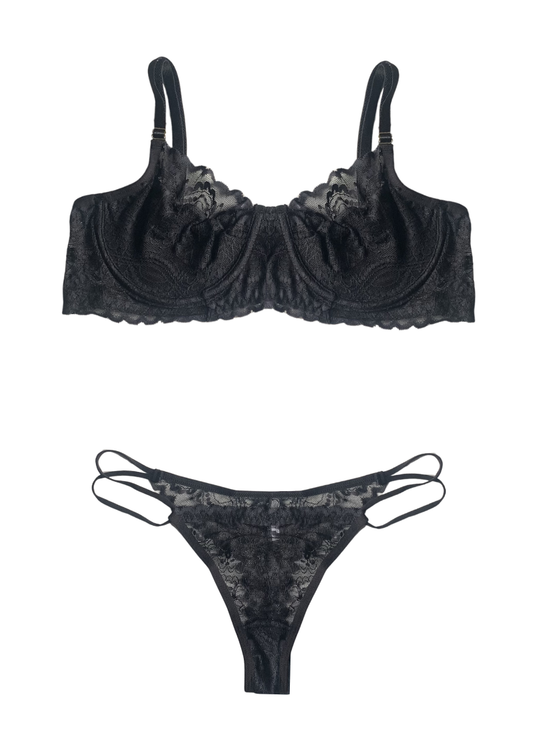 Conjunto Meia Taça Sem Bojo - Preto