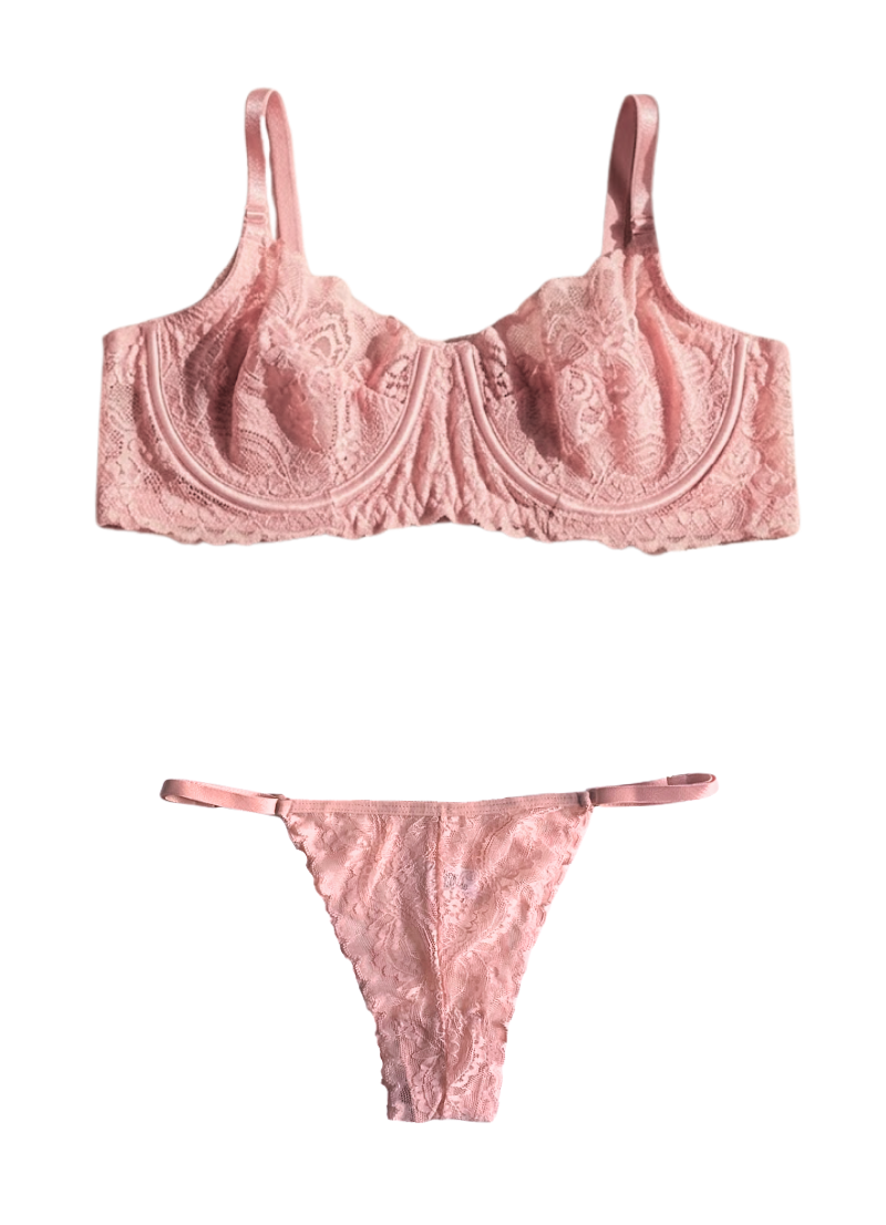 Conjunto Meia Taça Sem Bojo - Rosa