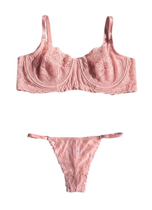 Conjunto Meia Taça Sem Bojo - Rosa