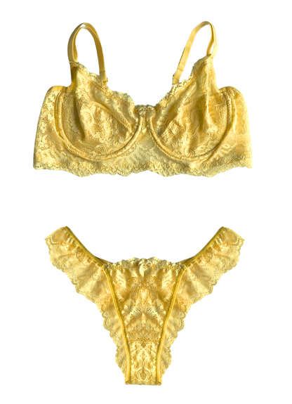 Conjunto Sem Bojo em Renda - Amarelo Manteiga