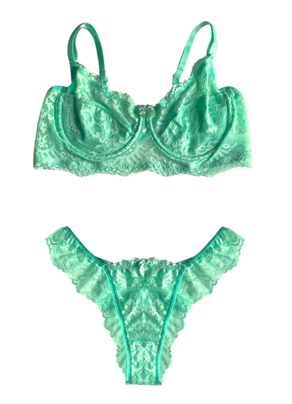 Conjunto Sem Bojo em Renda - Verde Jade