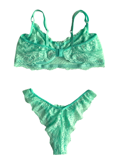 Conjunto Sem Bojo em Renda - Verde Jade