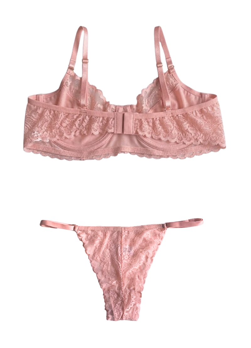 Conjunto Meia Taça Sem Bojo - Rosa