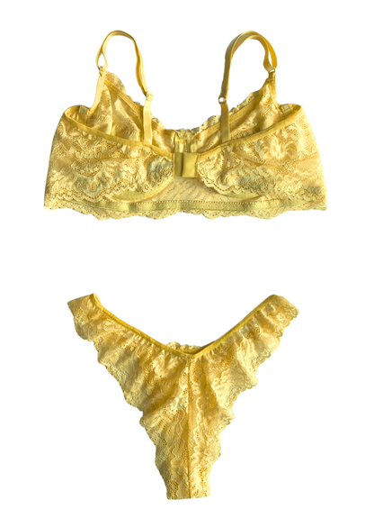 Conjunto Sem Bojo em Renda - Amarelo Manteiga