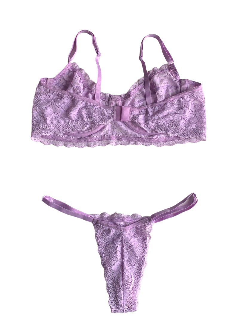 Conjunto Sem Bojo em Renda - Lilás